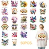 (US Only)50pcs Butterfly Heat Transfer Vinyl Patch Stickers for T-Shirt Iron On Stickers