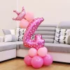 10PCS Blue Pink Party 0 - 9 Numbers Aluminum Film Latex Balloons Birthday Anniversary Decors