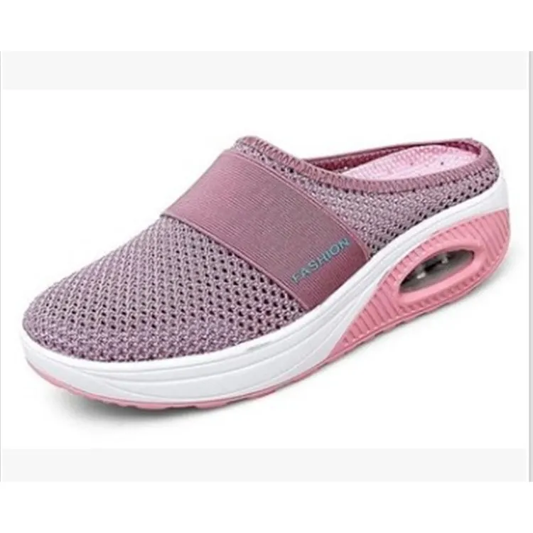 Breakj Breakj Small Net Hole Slippers Women No Heel Half-Slippers Thick-Bottom Slippers Women Net Side Half Slippers Women