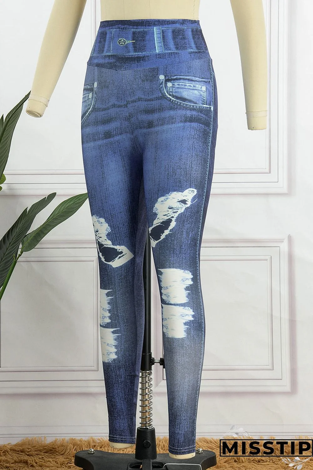 Blue Sportswear Print Patchwork