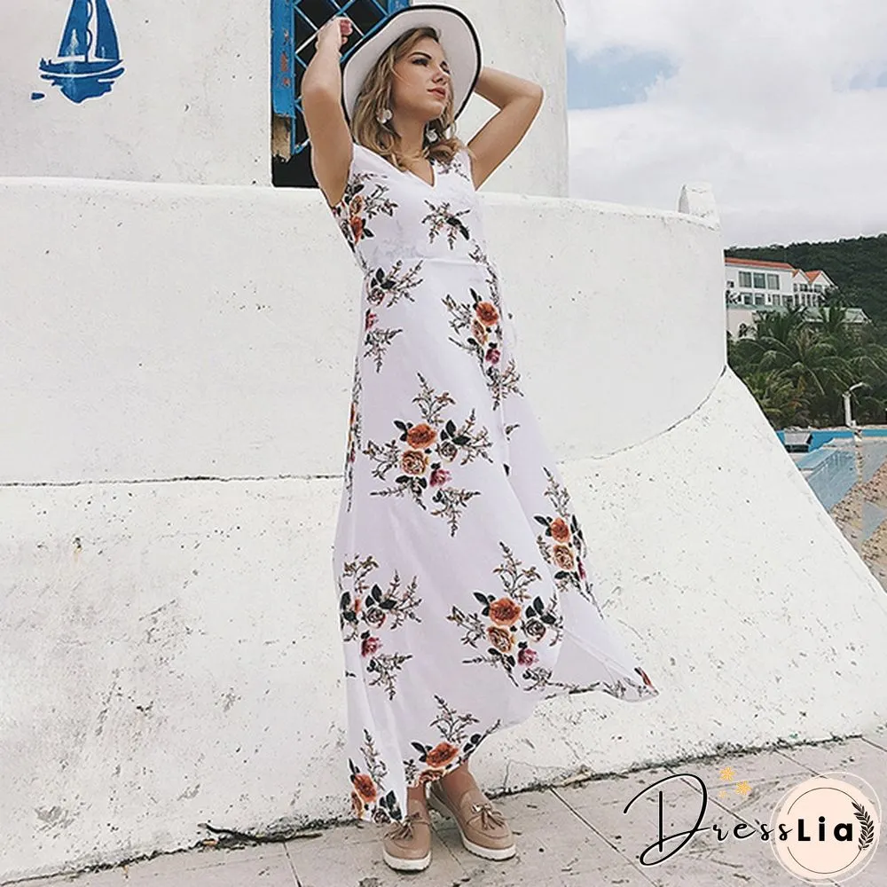 GT Sexy Women Summer Fashion Boho Maxi Dress Split Ends Elegant Evening Party Long Dress Beach Dress