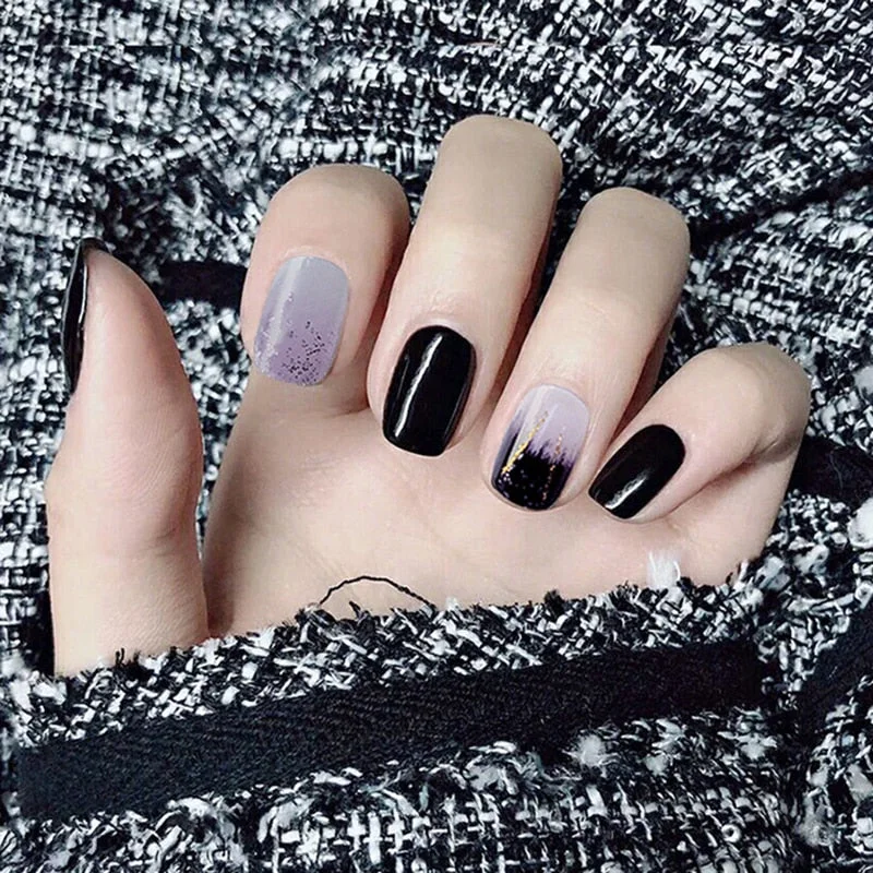 24pcs/set Press on Nail Tips Acrylic 10 Sizes Flower Design Fake Nails Art Full Cover French False Nail Art Tips Artifical Nails-Nail Inspo