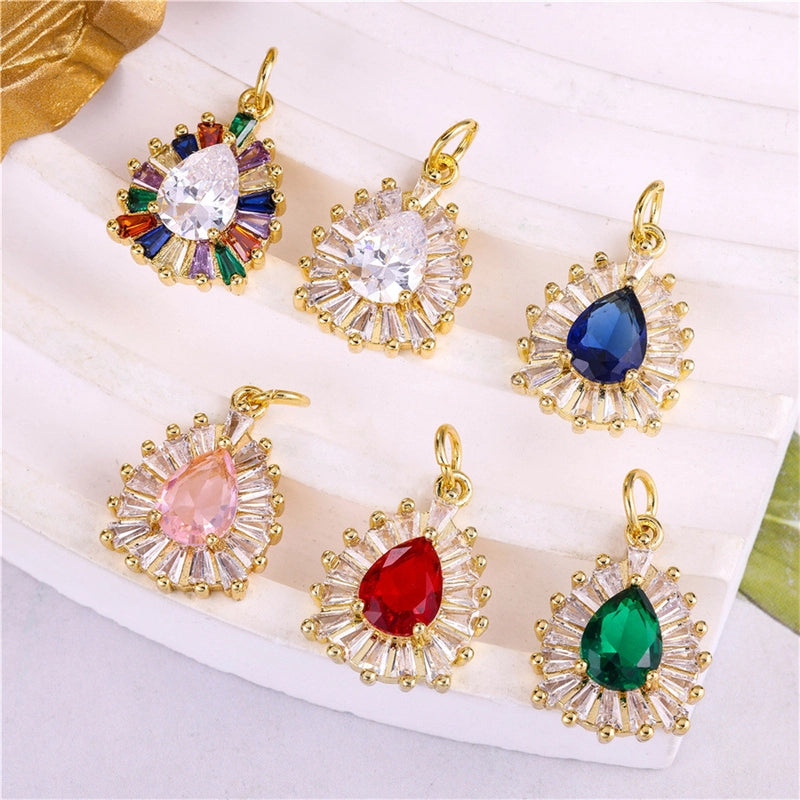 1 Piece Copper Zircon Water Droplets Pendant Jewelry Accessories