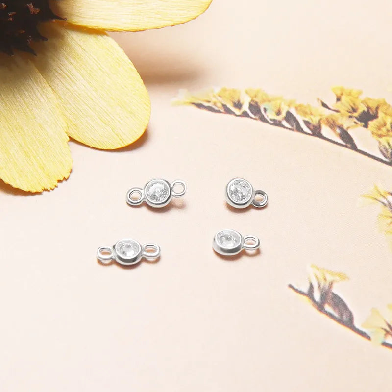 1 Piece 5.6*3.8mm 7.4*3.8mm 925 Sterling Silver Zircon Geometric Pendant