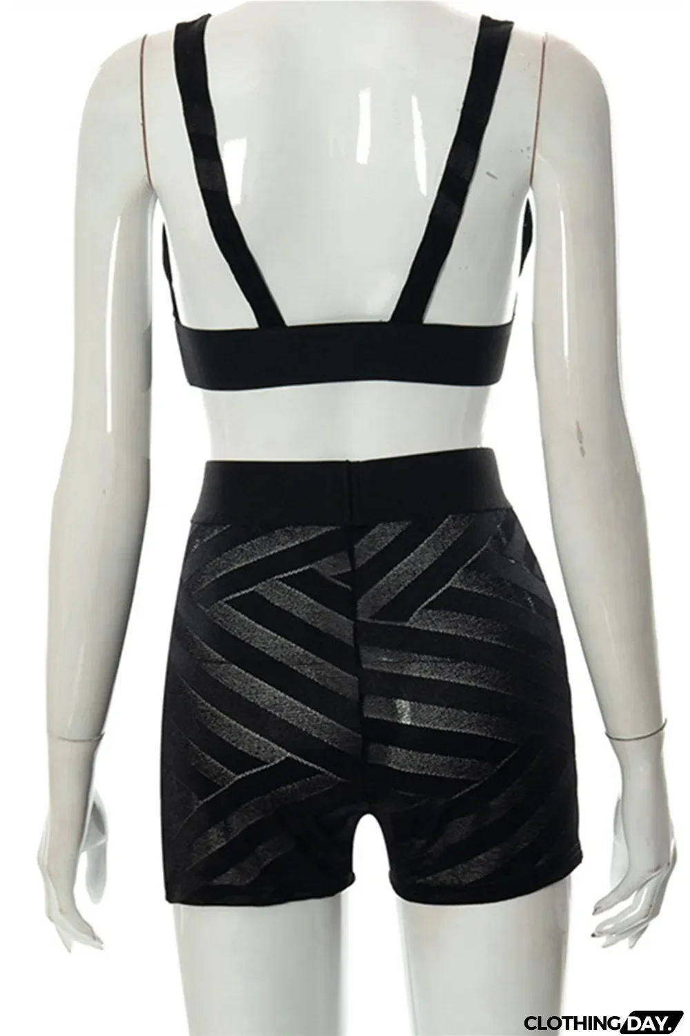 White Fashion Sexy Solid Split Joint Backless V Neck Sleeveless Two Pieces