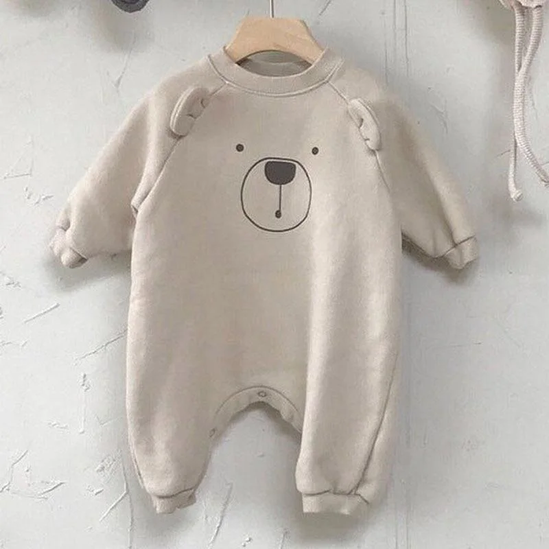 2021 Autumn And Winter Baby Jumpsuit Stripe Plush Fashion Simplicity Leisure Thickening Boys And Girls Jumpsuit Clothes