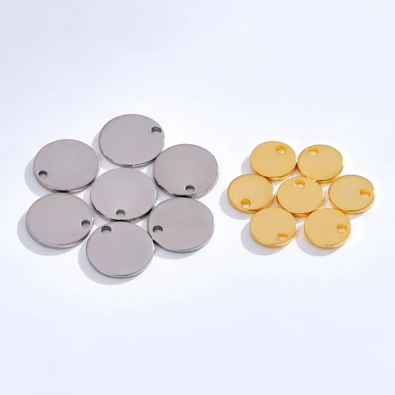 30pcs 7.5mm*13.5mm 1.2mm 304 Stainless Steel Gold Plated Round Machine Barrel Burnishing Pendant Jewelry Accessories