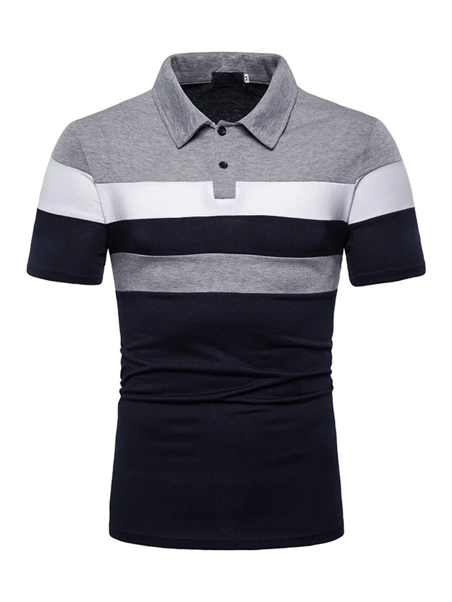 Men Casual Stripe Polo T-shirt