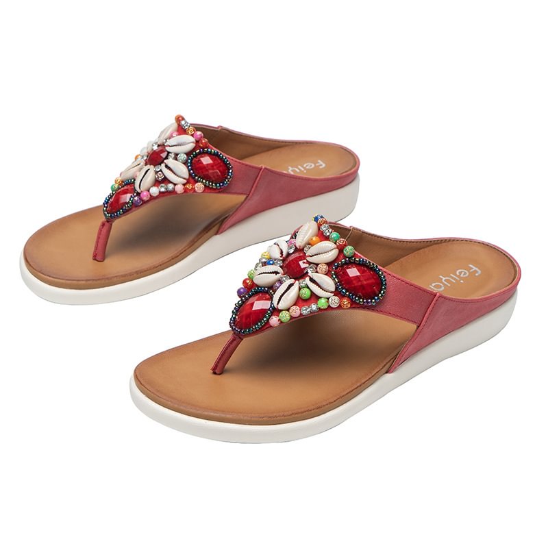 Women's Retro Non-slip Open Toe Flip Flops