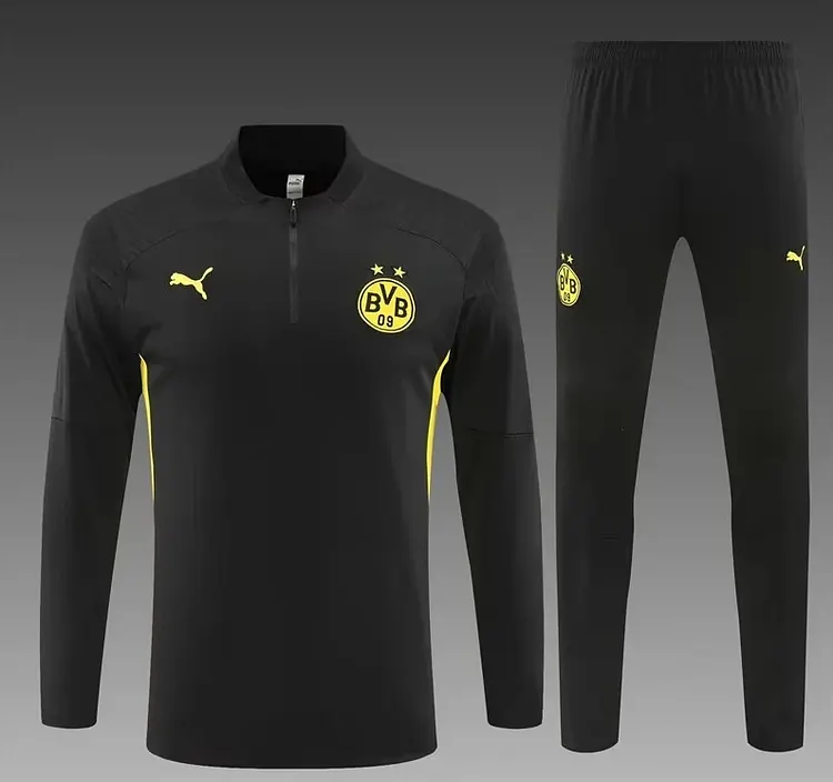 24-25 Dortmund black training suit half-pull suit