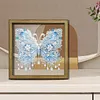 White Butterfly DIY Special Shaped Drill Wooden Diamond Painting Tabletop Ornaments Kit with Photo Frame Desktop Diamond Art Kits Double-Sided Pattern for Adults/Beginners Home Decor