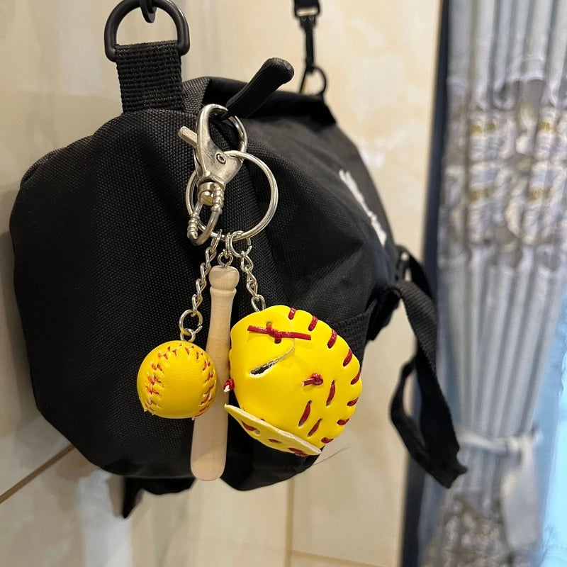 Fashion Baseball Pu Leather Unisex Bag Pendant Keychain