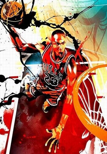 MICHAEL JORDAN POSTER - BASKETBALL DUNK ART - Photo Poster painting QUALITY INSERT -  POST