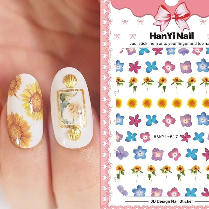 Holographic Fall Nail Foils Stickers Flower Leaf Maple Plants Self Adhesive Transfer Decals Sliders 3D Charms Nail Art Decor-Nail Inspo