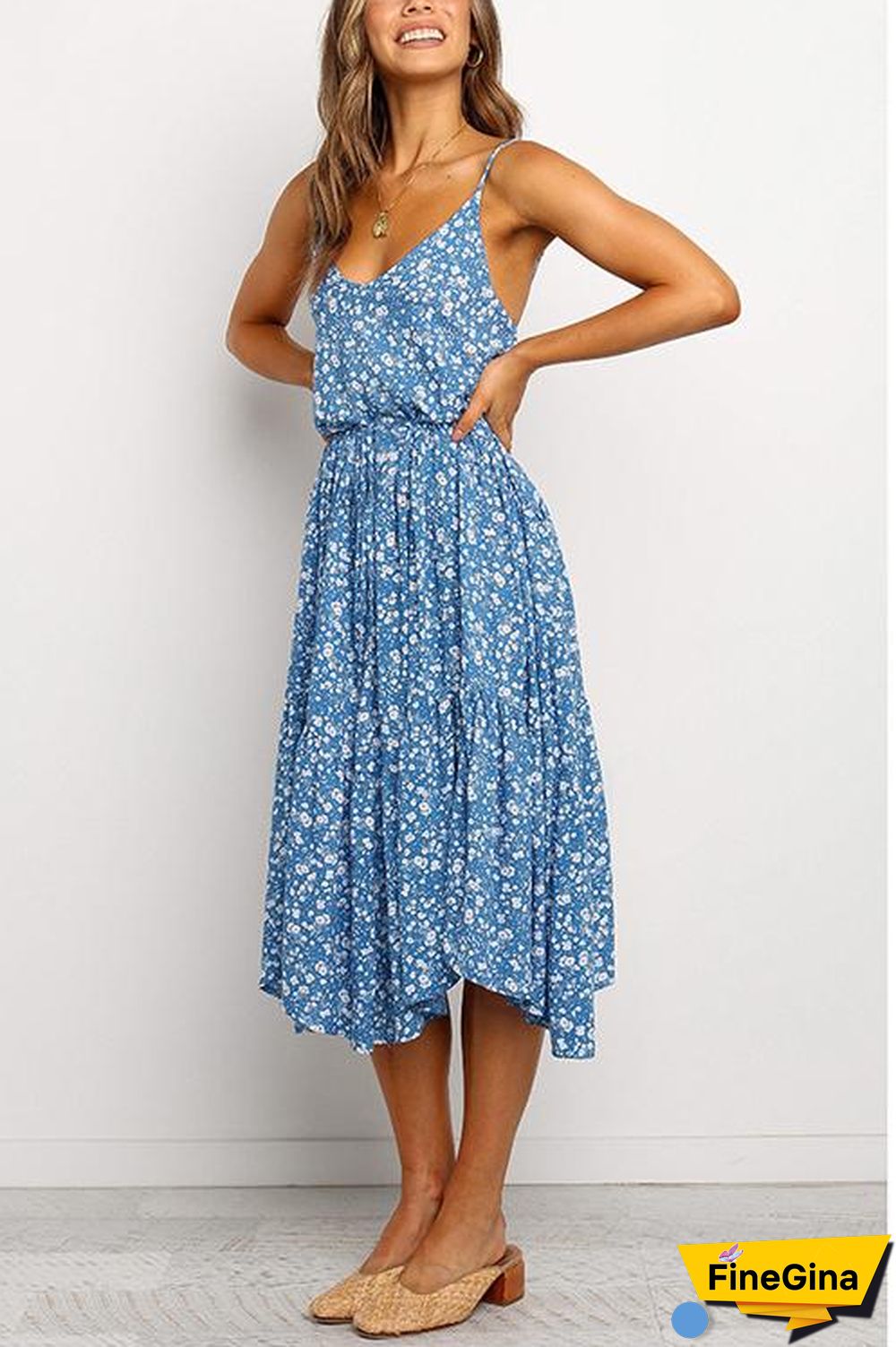 Floral Print Slip Midi Dress