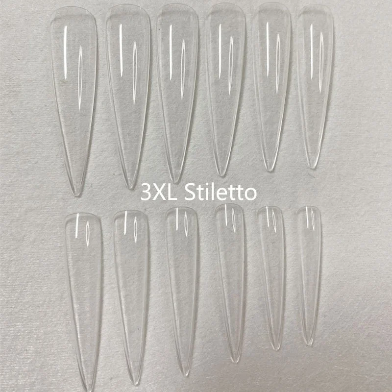XXL Clear Square Full Cover Press On False Nail Tips Extra Long Nails Straight Shape False Tips UV Gel Manicure Tool Fake Finger-Nail Inspo