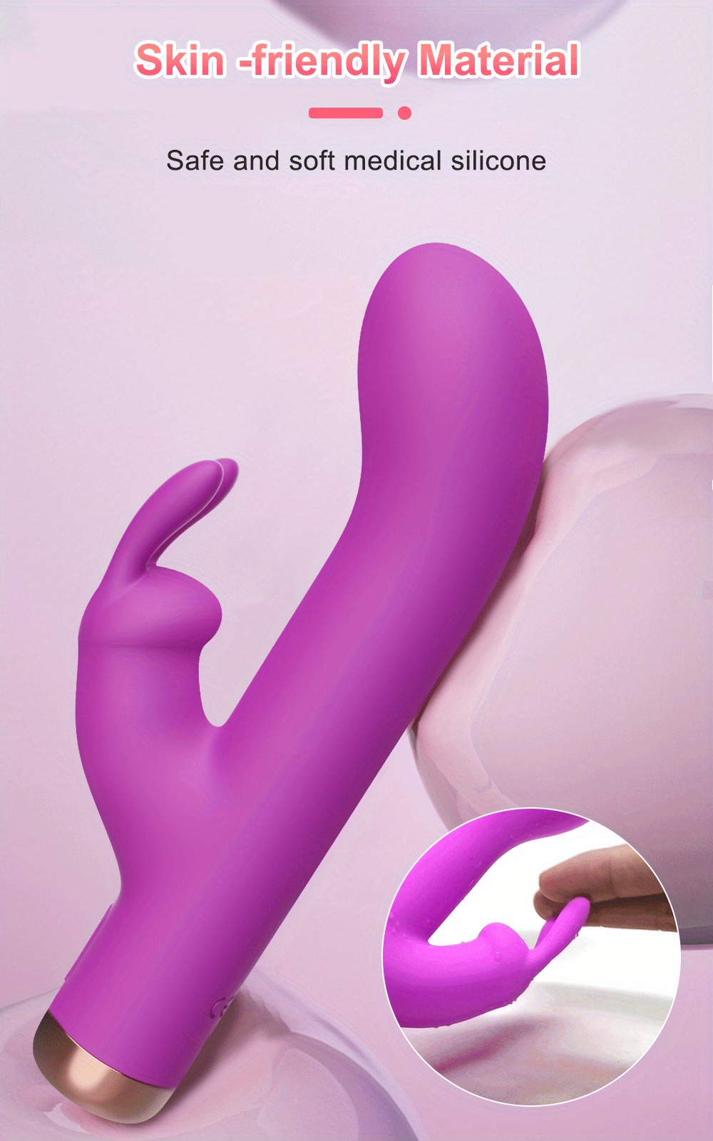 Silicone Rabbit Vibrator with Clitoral Stimulator and G-Spot Vibration