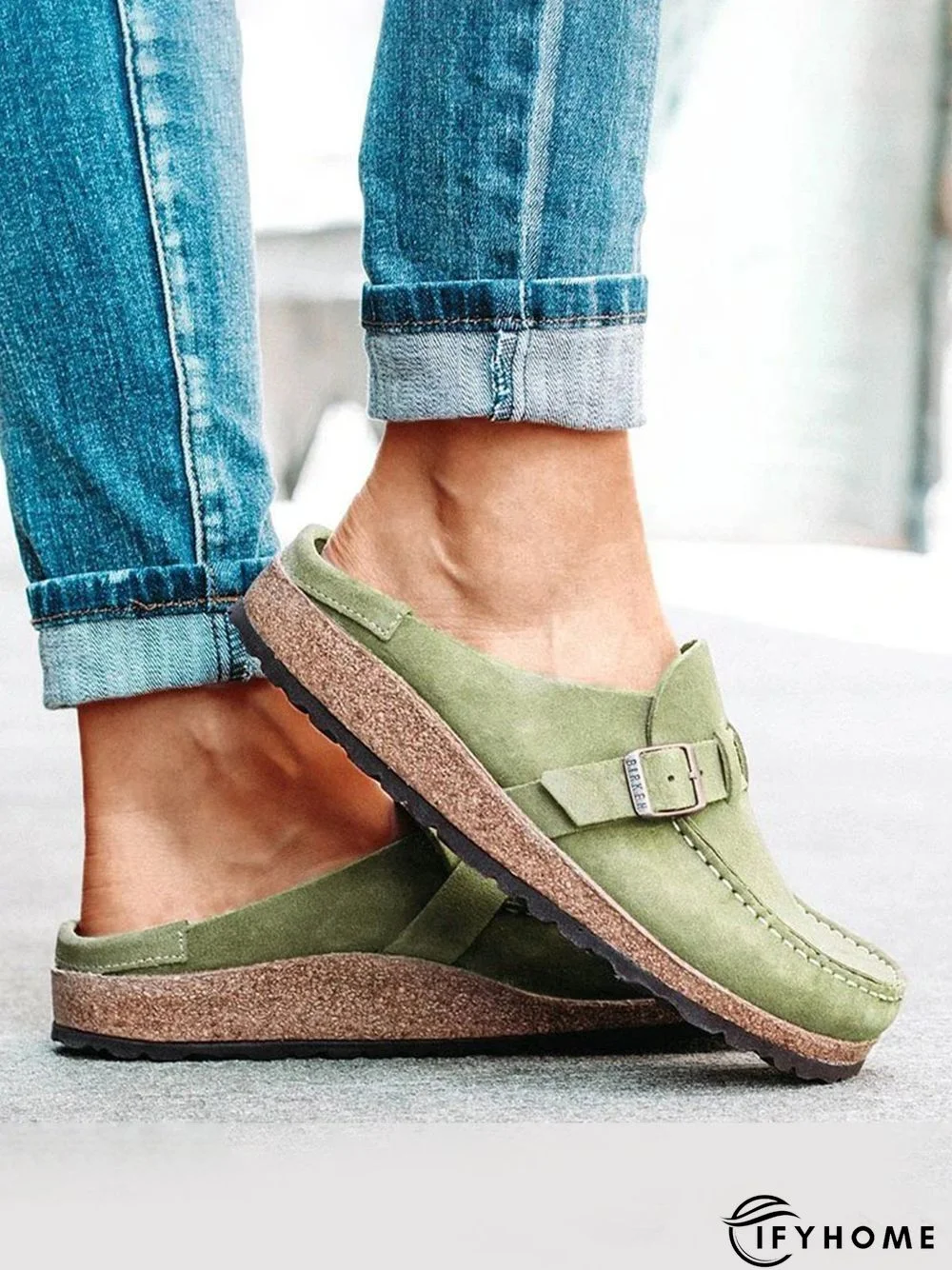 Women Soft Sole Casual Comfy Leather Slip On Sandals | IFYHOME