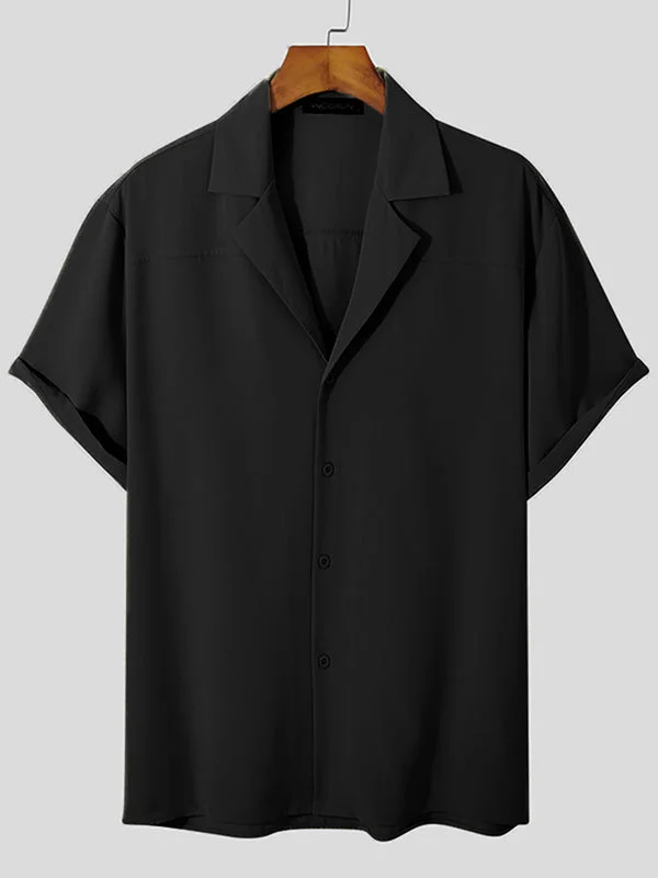 Aonga - Mens Light Breathable Solid Color Revere ShirtJ aonga
