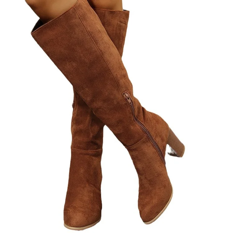 Yyvonne Size 2025 New Autumn And Winter Fashion Women's High-Heeled Long-Heeled Over-Knee Boots Thick Heel Thick Thick Thick Sand Shoes