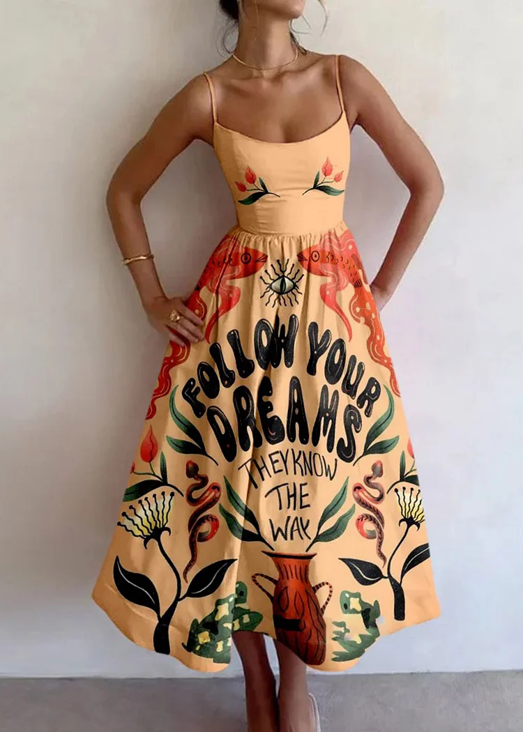 Fashion Printed Sling Dress