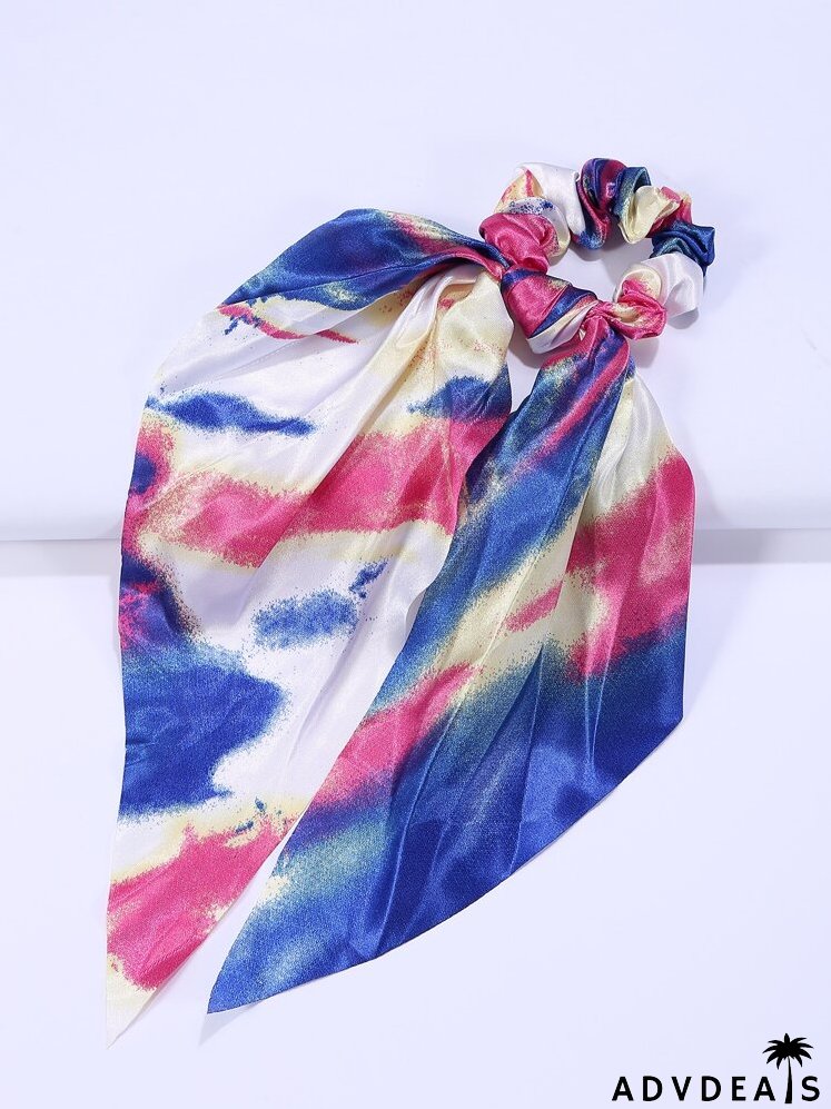 6pcs Graphic Print Scarf Hair Tie