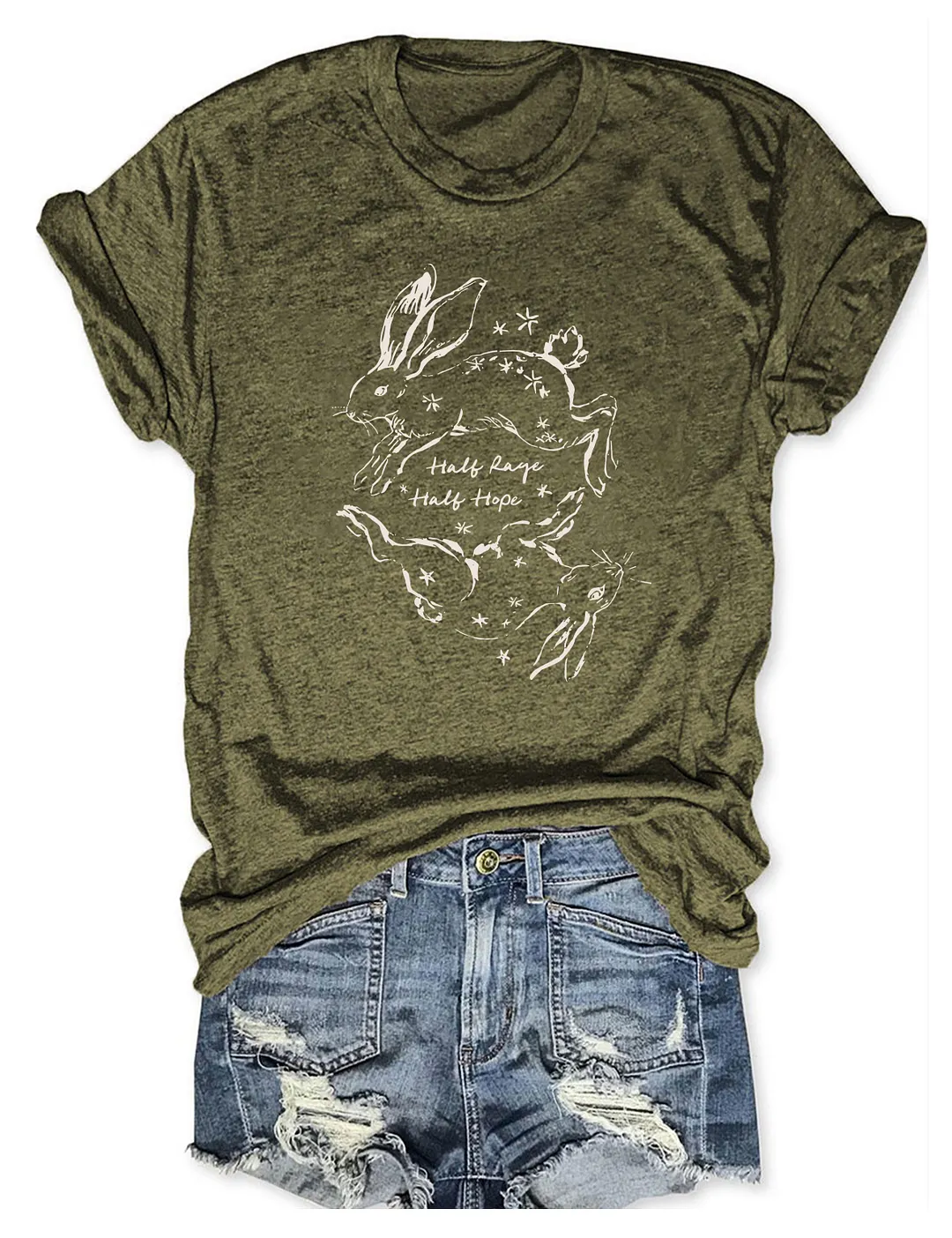 Half Rage Half Hope Rabbit  T-shirt