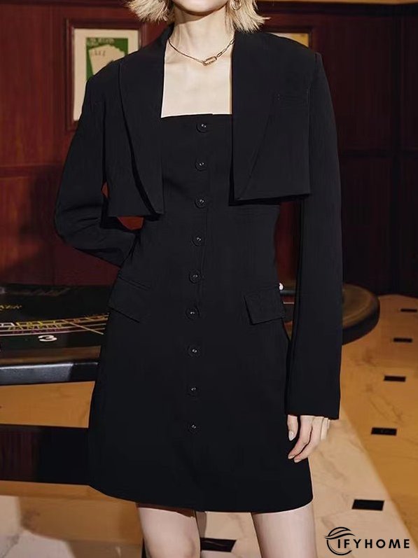 Solid Mini Dress & Short Jacket Two Pieces Set | IFYHOME