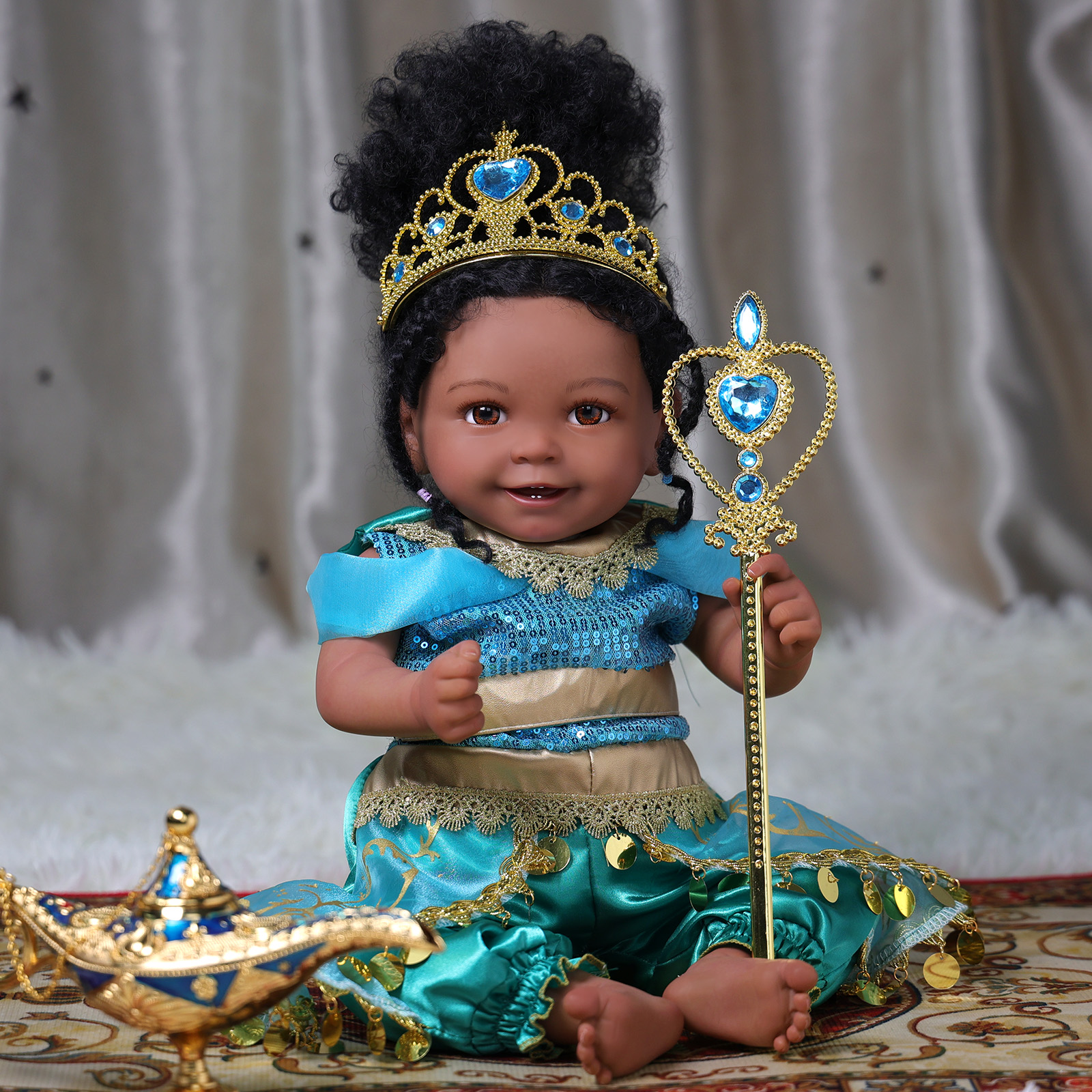 Babeside Doreen 20'' Realistic Reborn Baby Doll Smiling Exotic Princesses African American Girl 