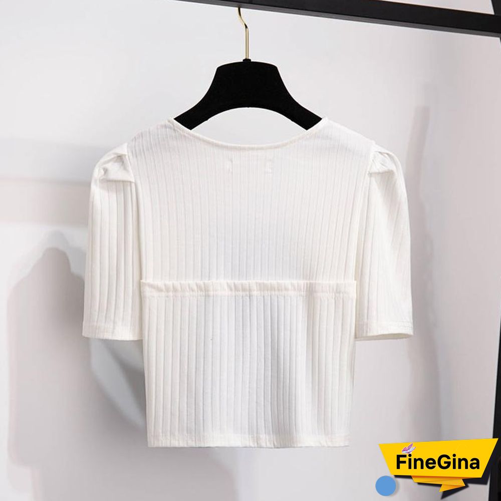 Square Collar Tee+Pleated Skirt P15458