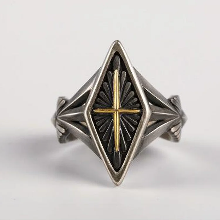 Vintage Creed Cross Diamond Opening Adjustable Ring