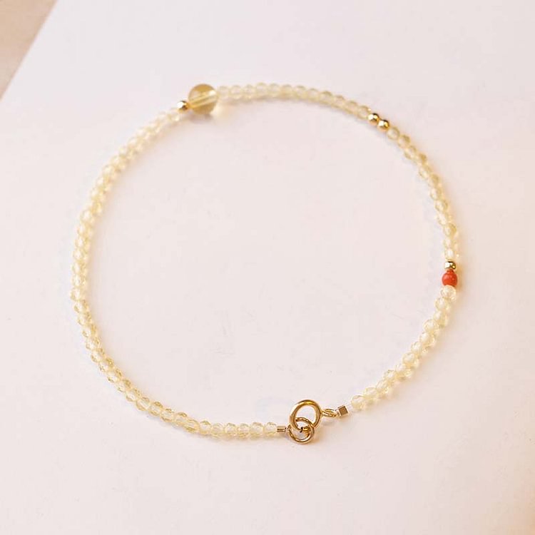 Citrine Round Beads Bracelet - Modakawa Modakawa