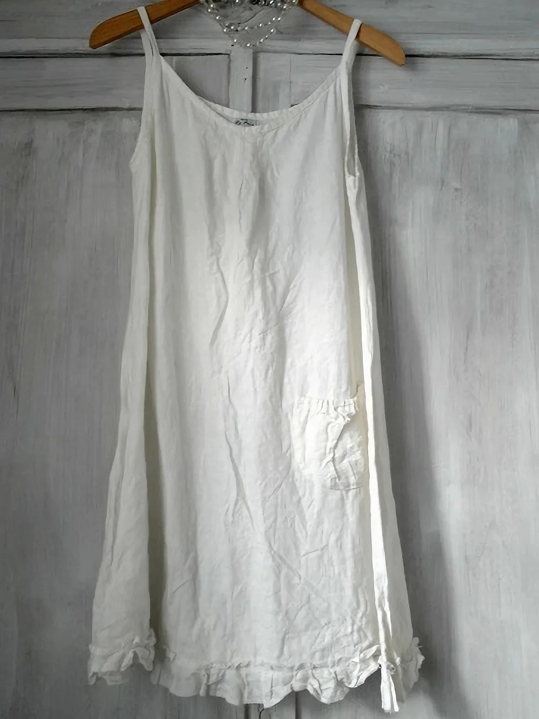 Retro Sleeveless Solid Color Casual Cotton Linen Dress