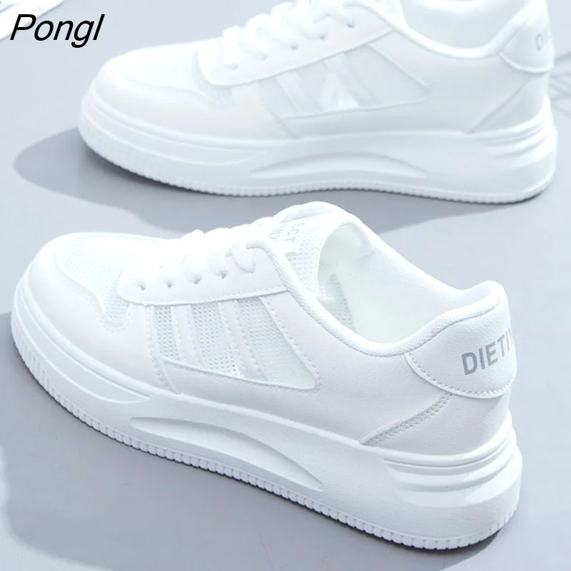 Pongl Ladies Platform Shoes Fashion Sports Shoes Ladies Casual Shoes Ladies White Shoes Increase Women's Sports Shoes Promotion 305-1