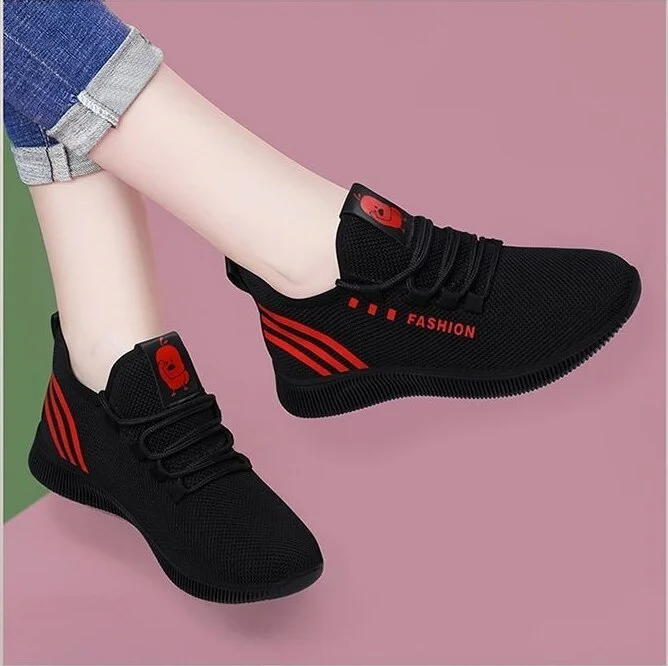 Women Breathable Platform Sneakers Fashion 2021 Spring New Lace-up Casual Shoes Women Vulcanized Shoes Black Shoes for Women