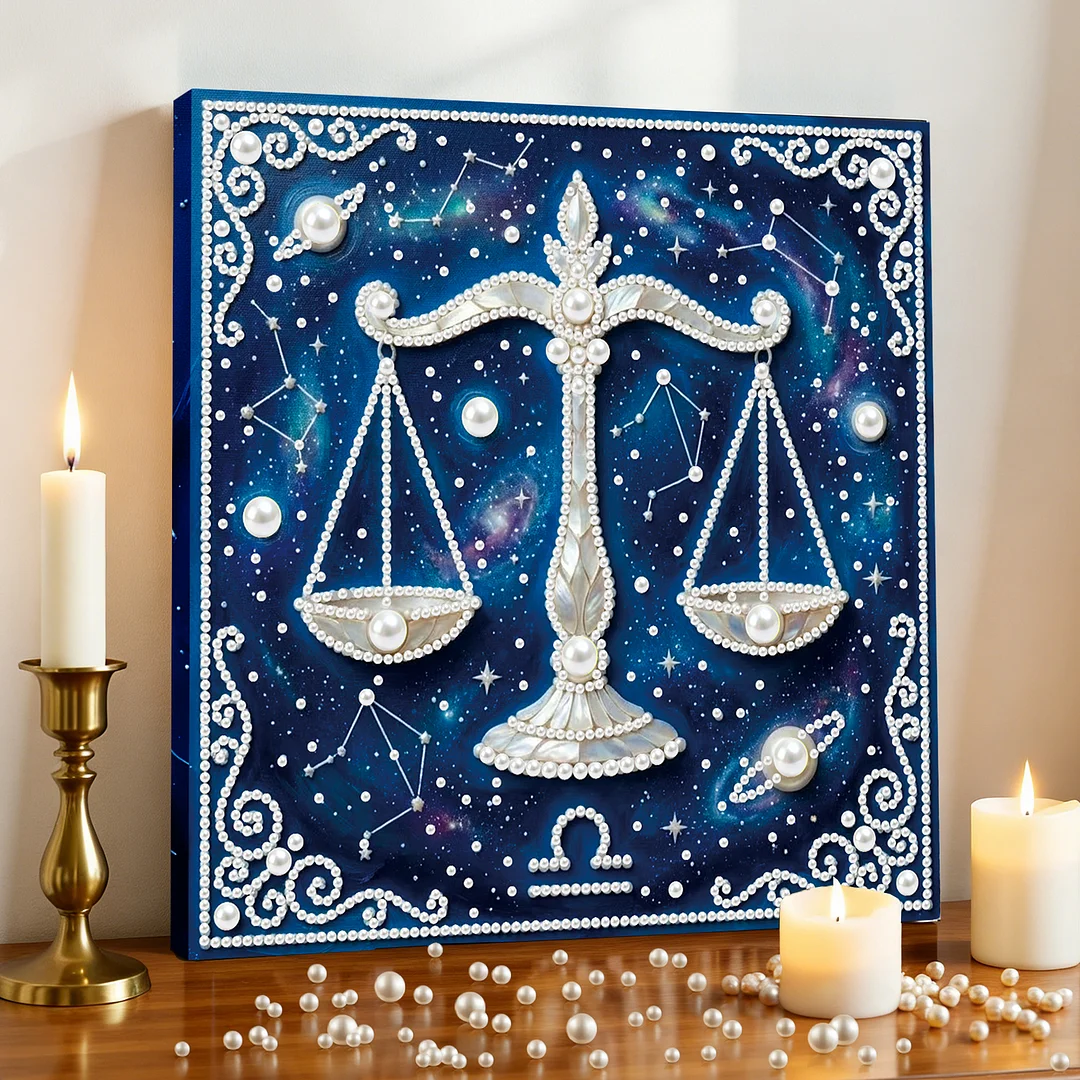 Libra - DIY Pearl Diamond Art Kit With Frame 25*25cm