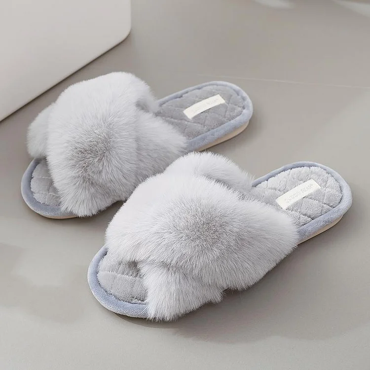 Plush cross-floor cotton slippers