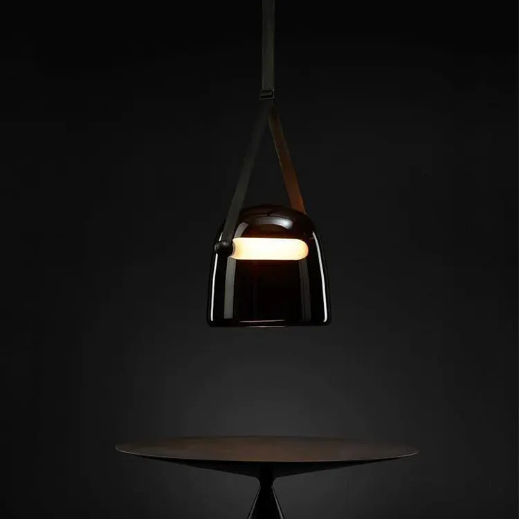 Nordic Post-Modern Creative Glass Art Leather Pendant Light