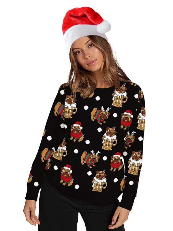 Christmas Pullover Long Sleeve Sweater Top Flusfy
