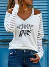 Off Shoulder Top Woman Print T-shirt