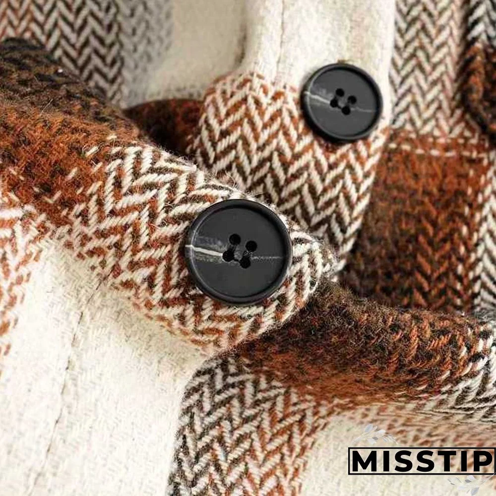 Classic Thick Colorblock Checked Button Down Shirt Jacket Woolen