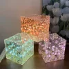 Tulip Night Light Handmade DIY Magic Cube Tulips Flower Table Lamp and Mirror Home decor Gift
