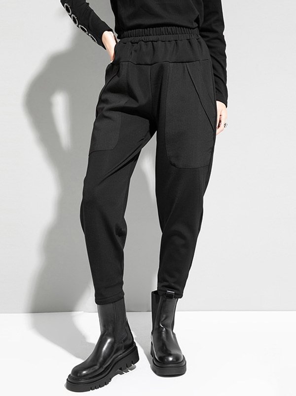 Original Empire Black Large Pocket Casual Harem Pants