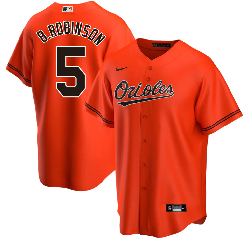 Men's Baltimore Orioles Brooks Robinson #5 Orange Replica Baseball Jersey mysite