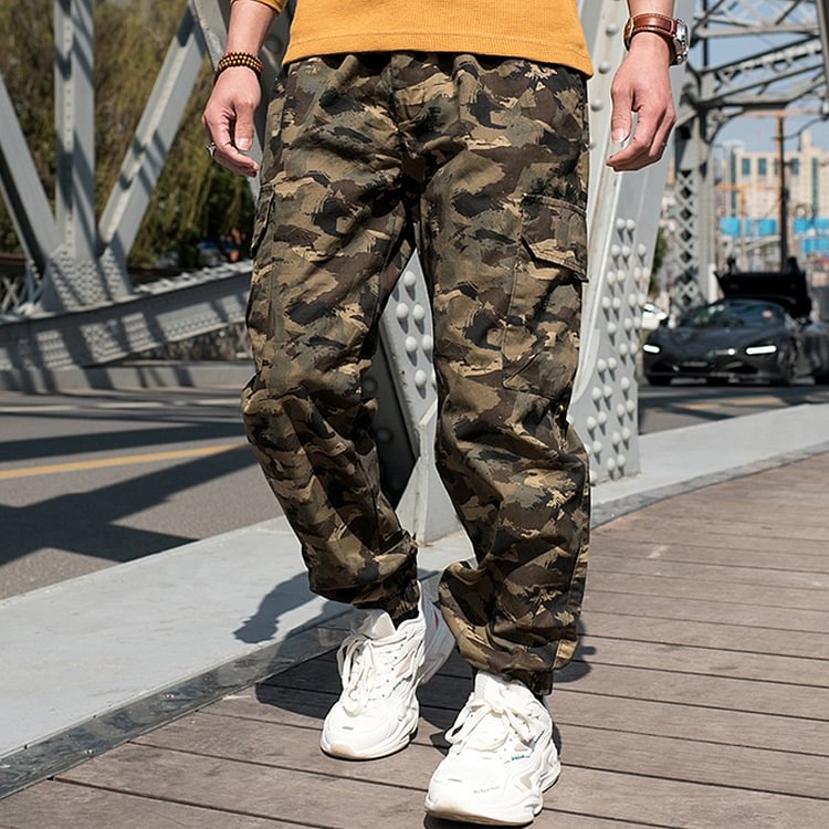 Casual Camouflage Multi-pocket Drawstring Cargo Pants