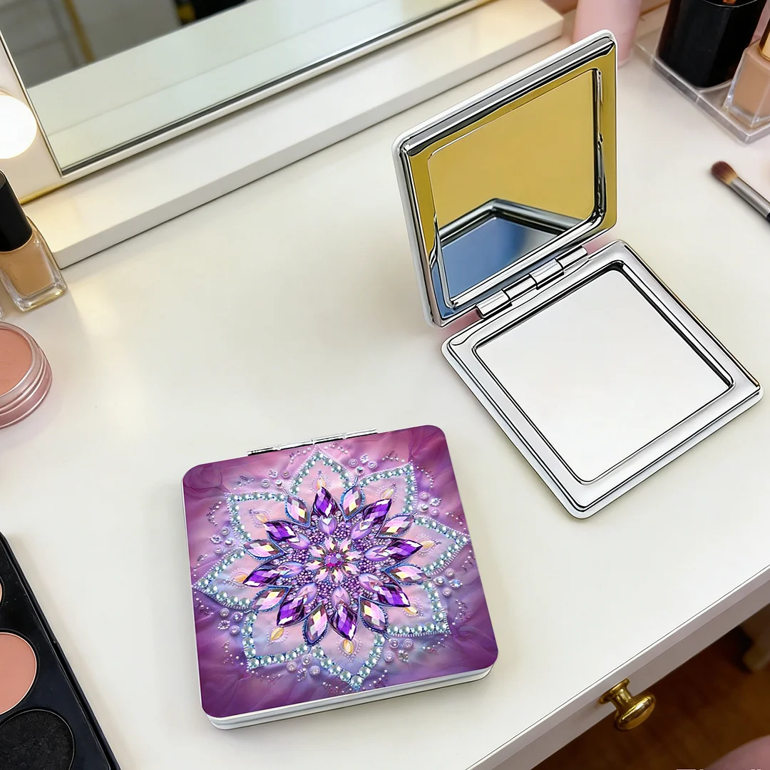 Mandala DIY Special Shaped Diamond Painting Compact Mirror Kits Diamond Art Painting Pocket Mirror for Beginners Adults Art Craft Woman Gifts