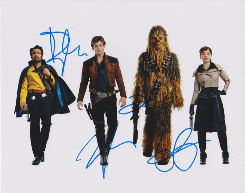 Solo: A Star Wars Story Cast Signed Autographed Glossy 8x10 Photo Poster painting - COA Matching Holograms