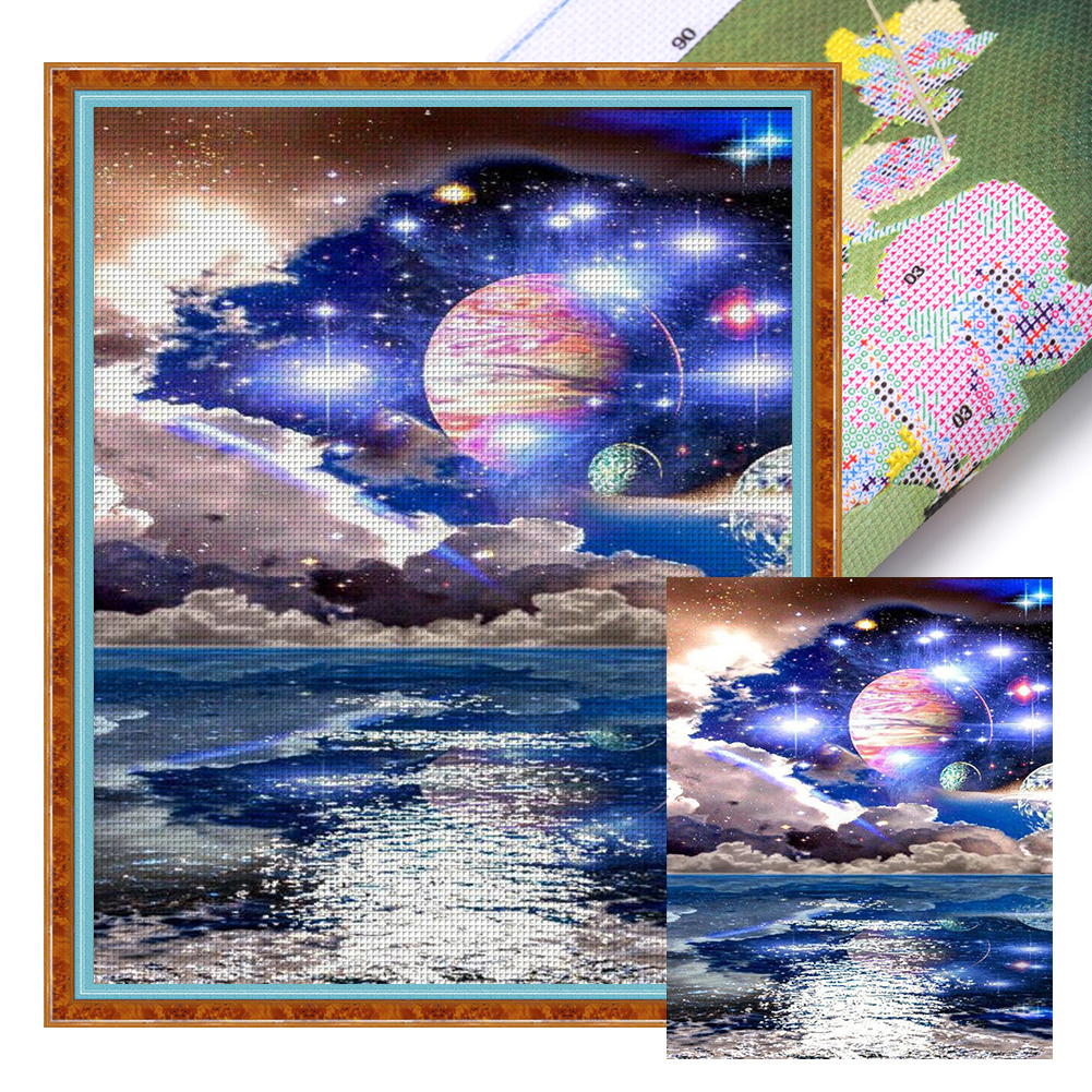 Planet On The Sea Full 11CT Pre-stamped Canvas(40*50cm) Cross Stitch