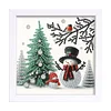5D DIY Partial Special Shaped Drill Diamond Painting Xmas Snowman Decor With Frame Kit 18x18cm