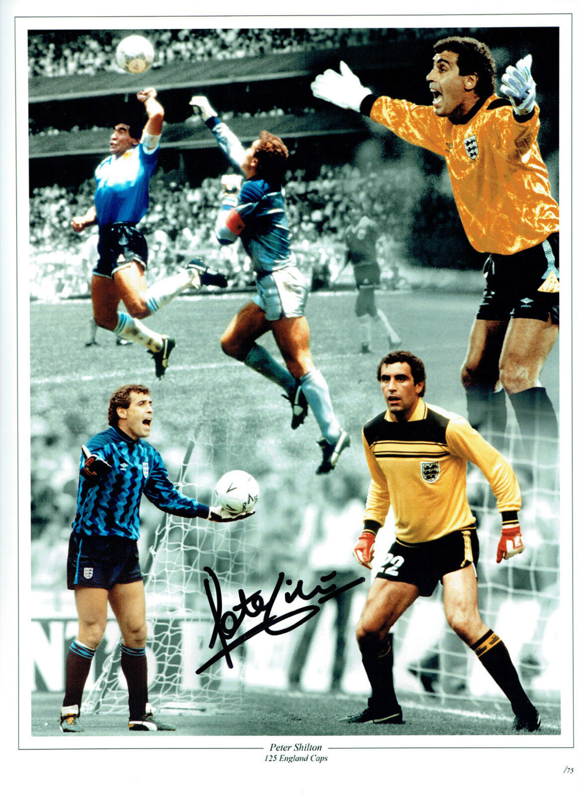 Peter SHILTON Signed ENGLAND Goalkeeper Autograph 16x12 Montage Photo Poster painting AFTAL COA